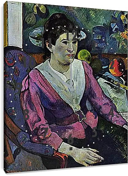 Часы картина - Portrait de femme a la nature morte de Cezanne. Поль Гоген