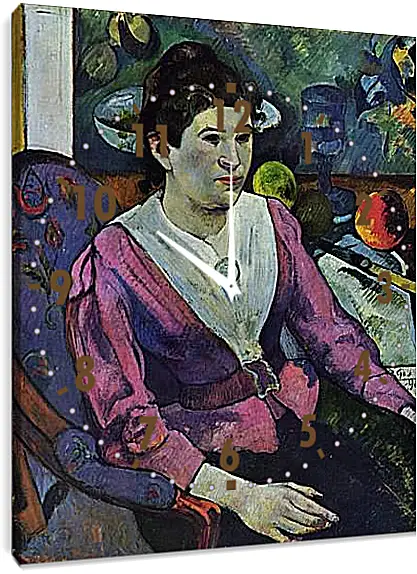 Часы картина - Portrait de femme a la nature morte de Cezanne. Поль Гоген