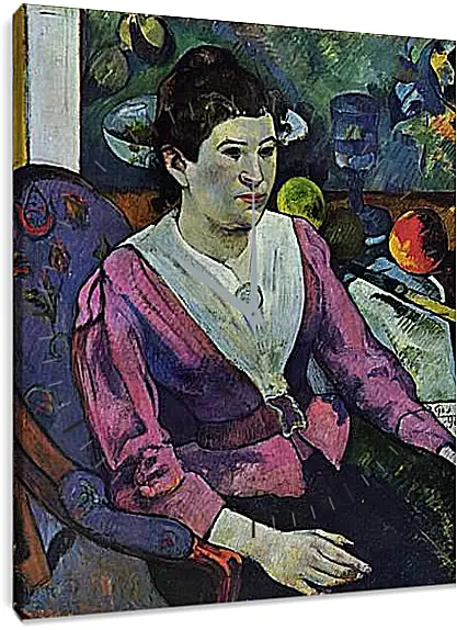 Часы картина - Portrait de femme a la nature morte de Cezanne. Поль Гоген