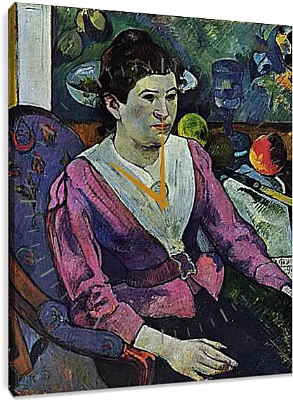 Часы картина - Portrait de femme a la nature morte de Cezanne. Поль Гоген