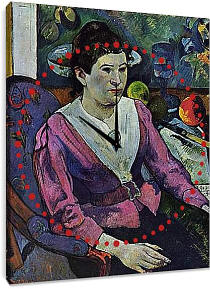 Часы картина - Portrait de femme a la nature morte de Cezanne. Поль Гоген