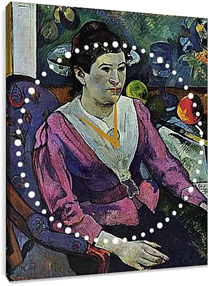 Часы картина - Portrait de femme a la nature morte de Cezanne. Поль Гоген