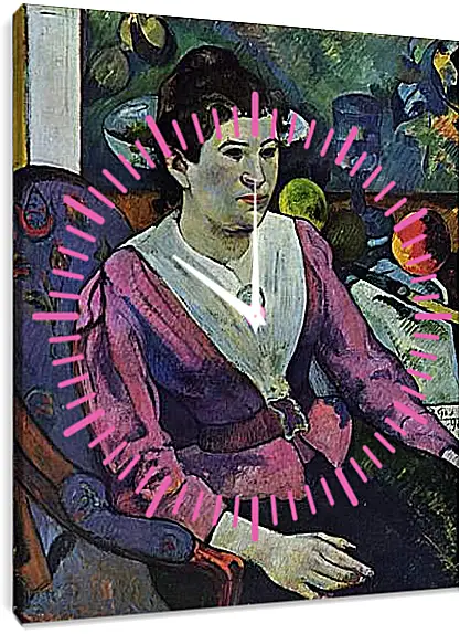 Часы картина - Portrait de femme a la nature morte de Cezanne. Поль Гоген