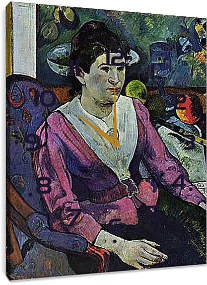 Часы картина - Portrait de femme a la nature morte de Cezanne. Поль Гоген