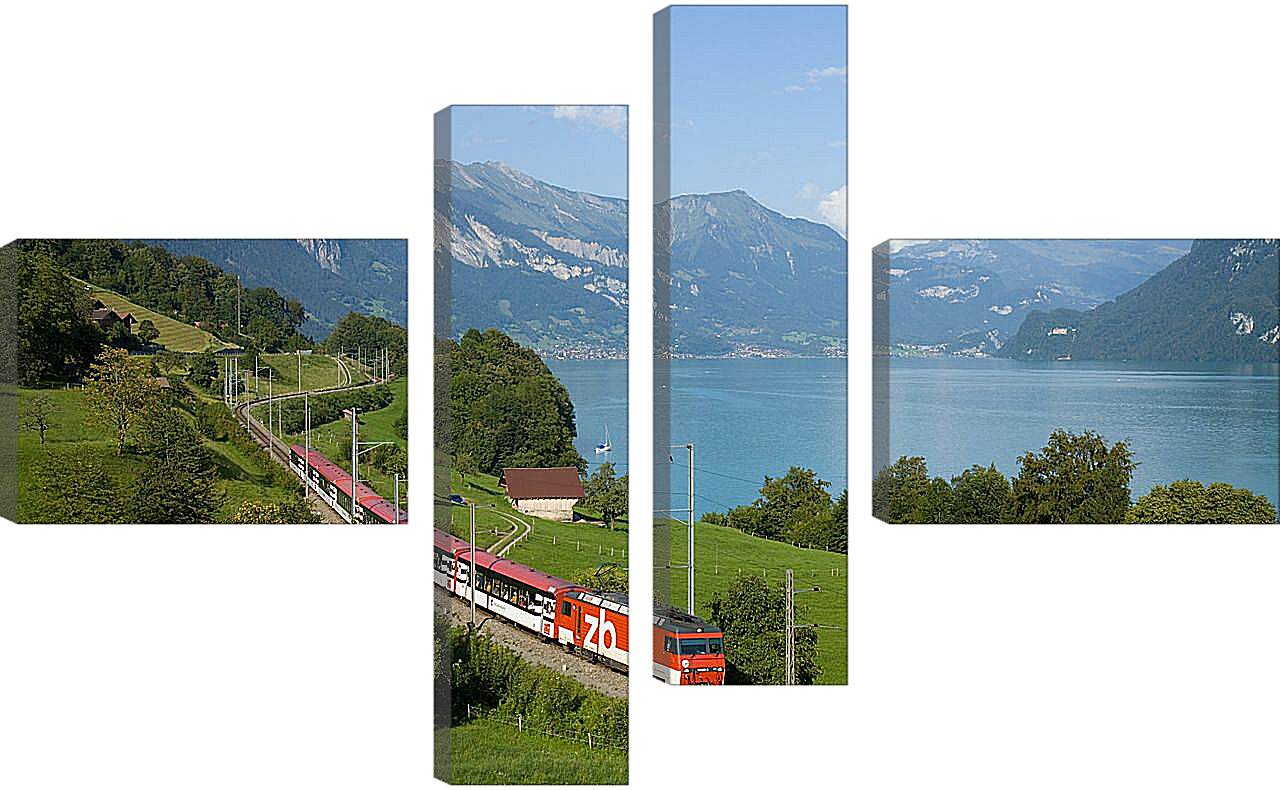 Модульная картина - Поезд в горах
