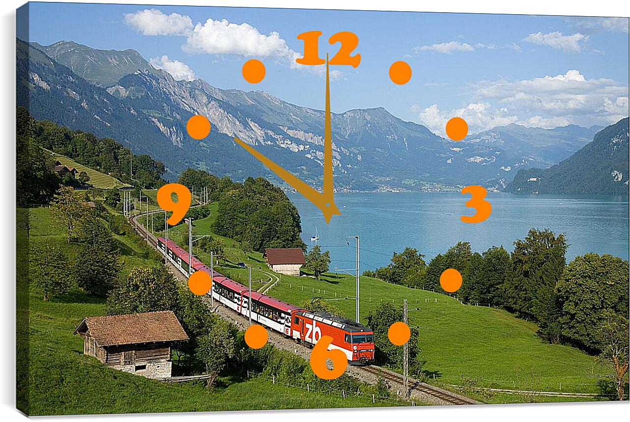 Часы картина - Поезд в горах