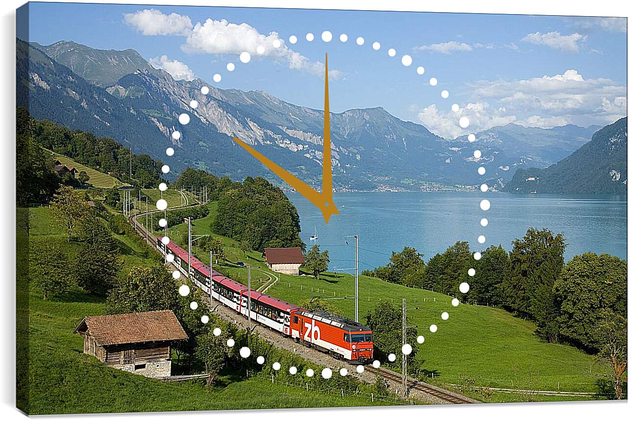 Часы картина - Поезд в горах