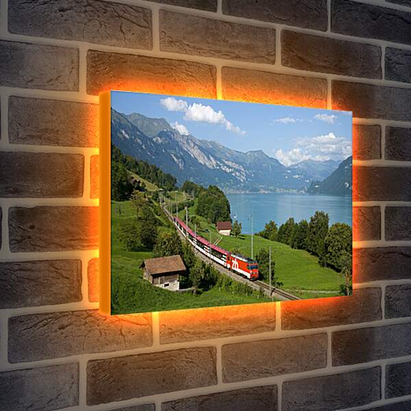 Лайтбокс световая панель - Поезд в горах