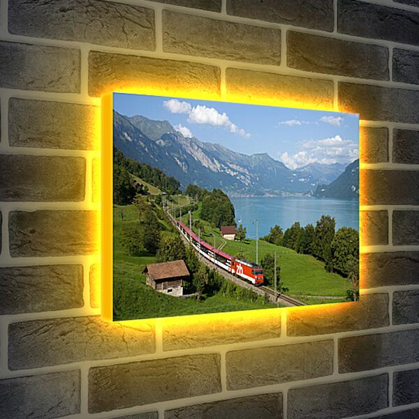 Лайтбокс световая панель - Поезд в горах