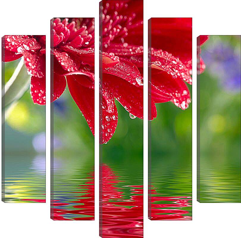 Модульная картина - Красный цветок над водой