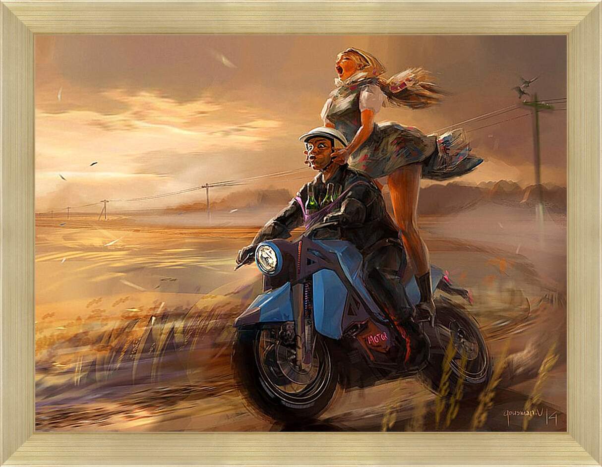 Картина в раме - Покатушки с девушкой