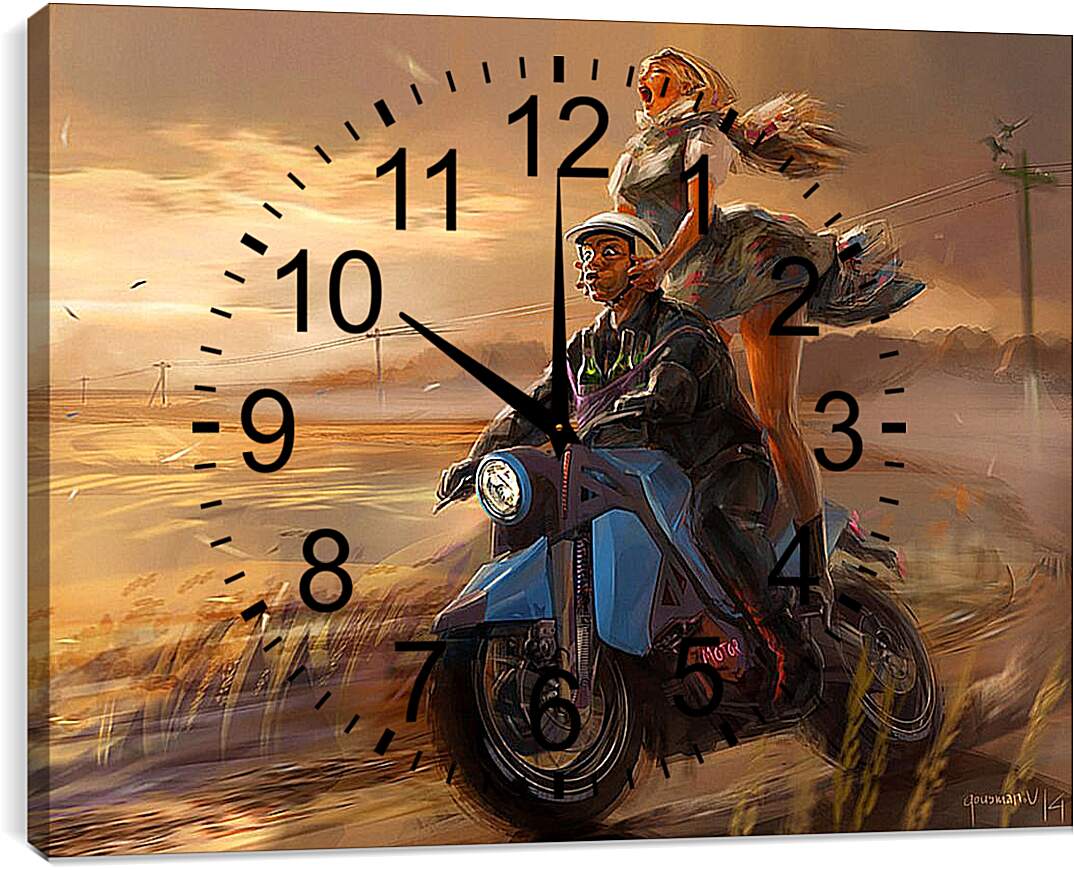 Часы картина - Покатушки с девушкой