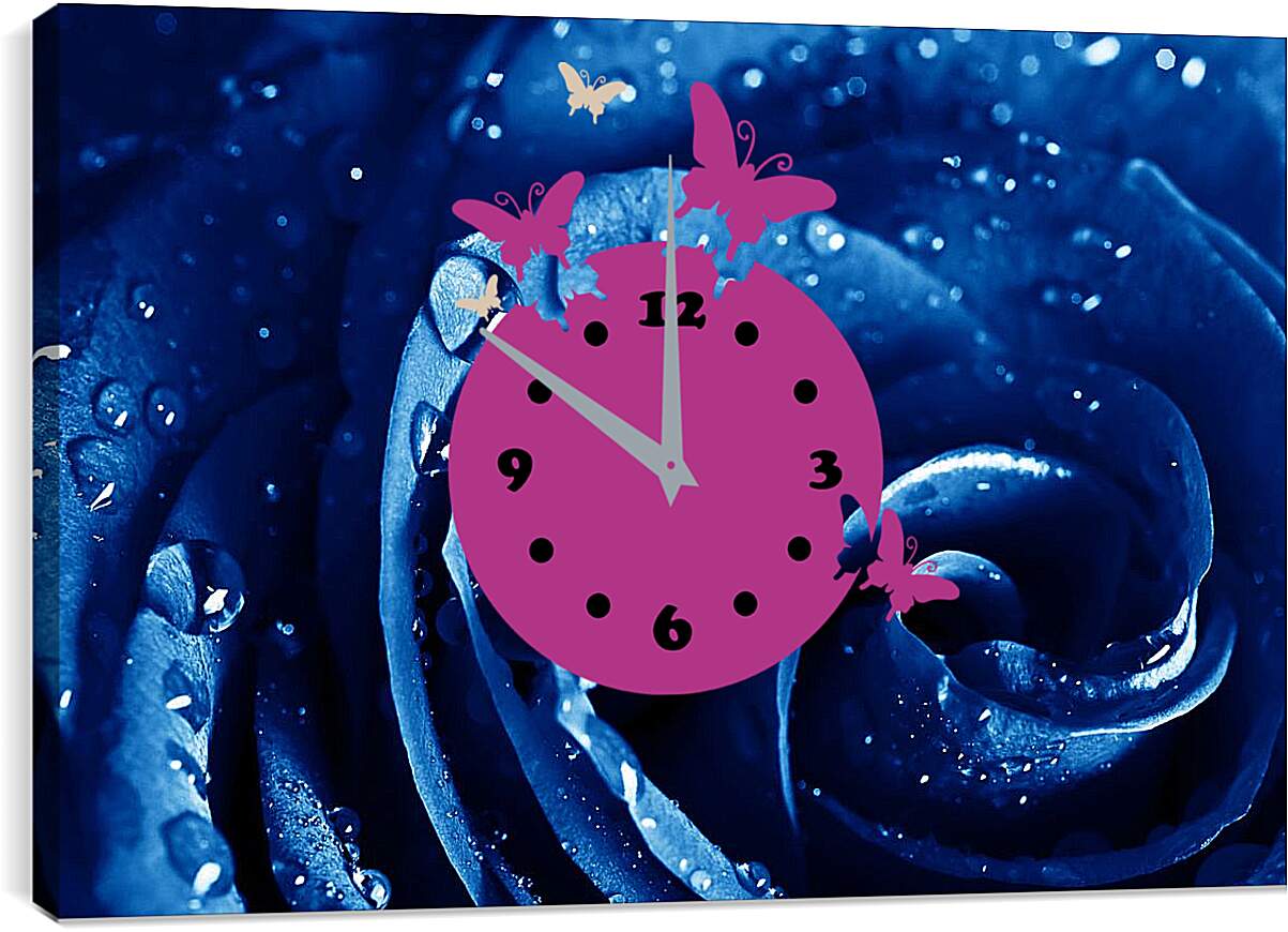 Часы картина - Капли на розе