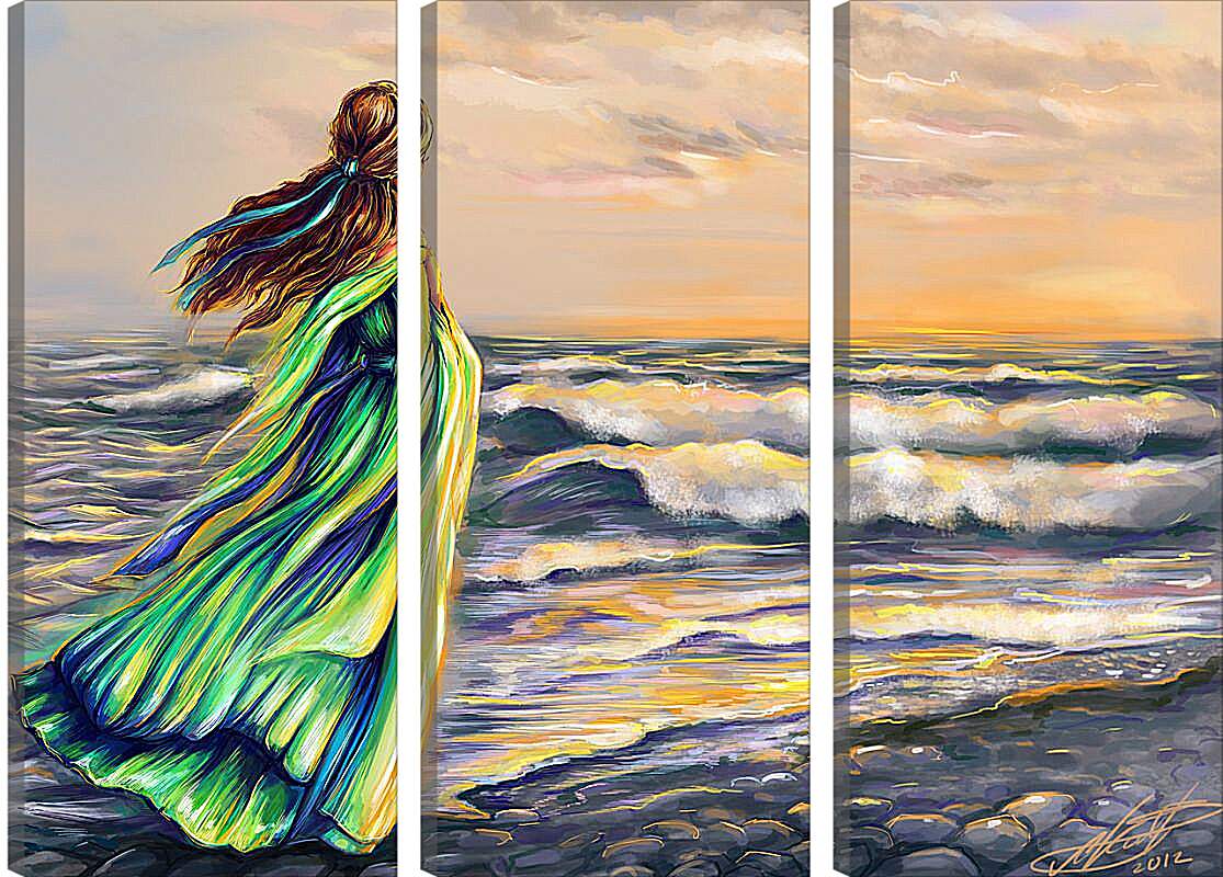 Модульная картина - Девушка на берегу