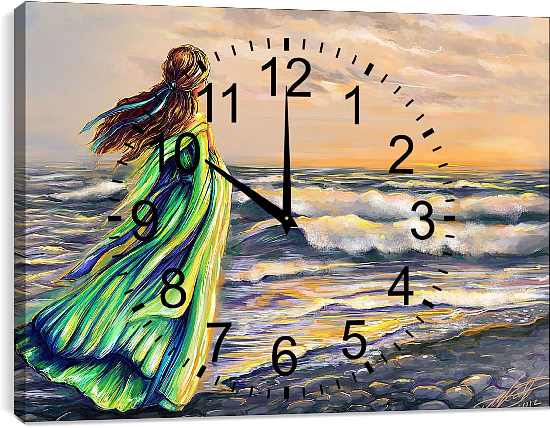 Часы картина - Девушка на берегу