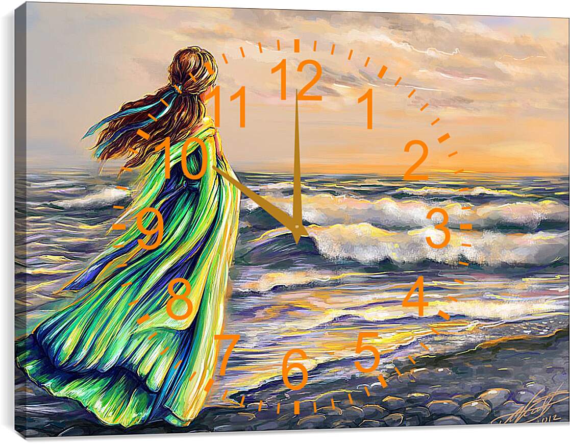 Часы картина - Девушка на берегу