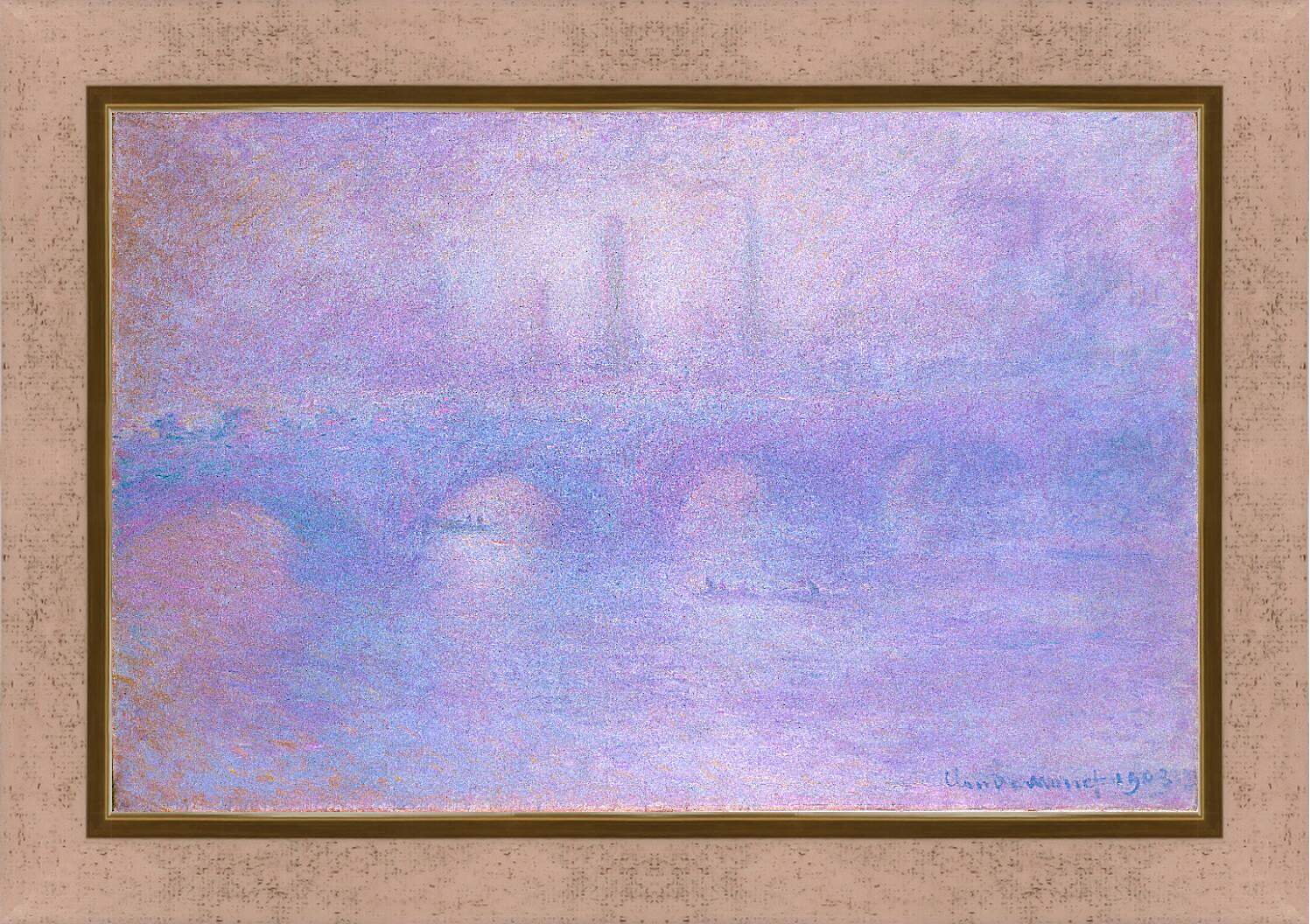 Картина в раме - мост Ватерлоо Waterloo bridge. Клод Моне