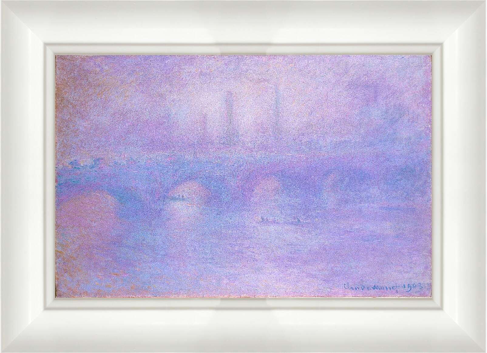 Картина в раме - мост Ватерлоо Waterloo bridge. Клод Моне