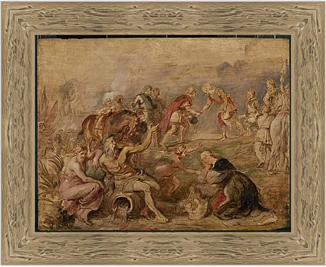 Картина в раме - Meeting of King Ferdinand of Hungary and Cardinal-Infante Ferdinand of Spain at Nordlingen. Питер Пауль Рубенс