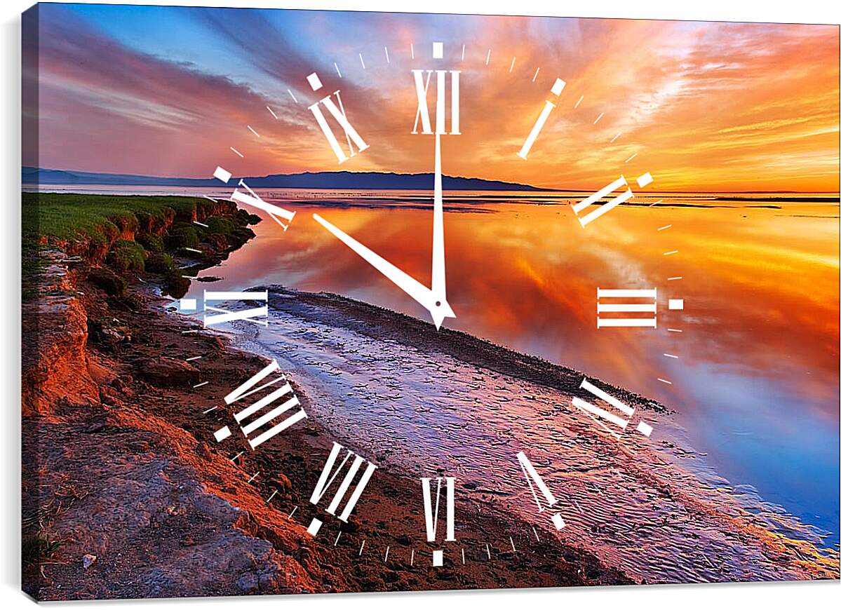 Часы картина - Закат на воде