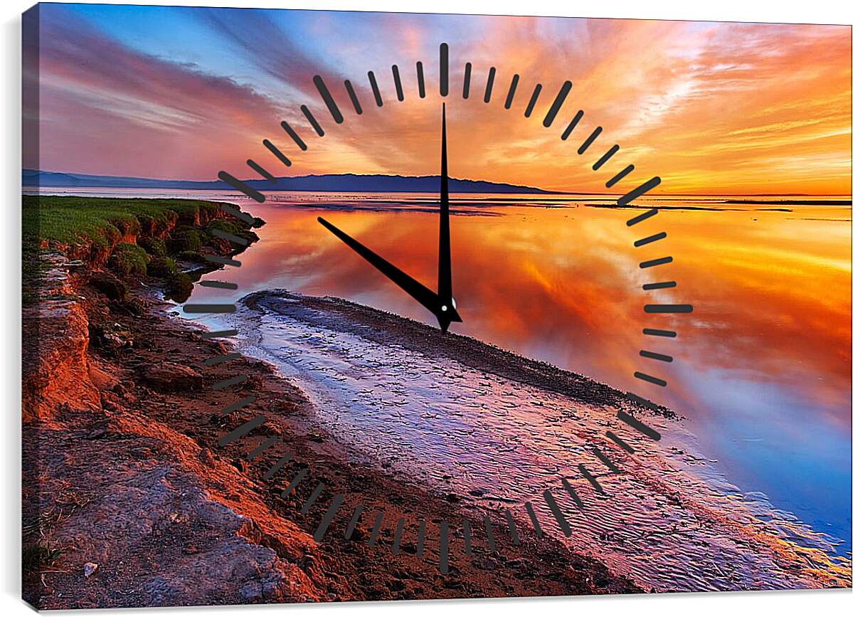 Часы картина - Закат на воде