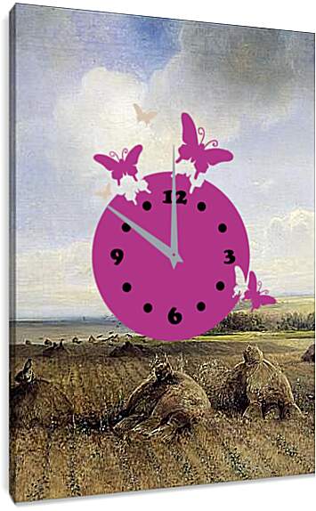 Часы картина - К концу лета на Волге. Саврасов Алексей