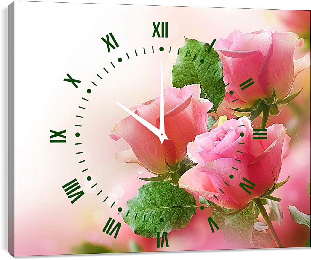 Часы картина - Розы на ветке