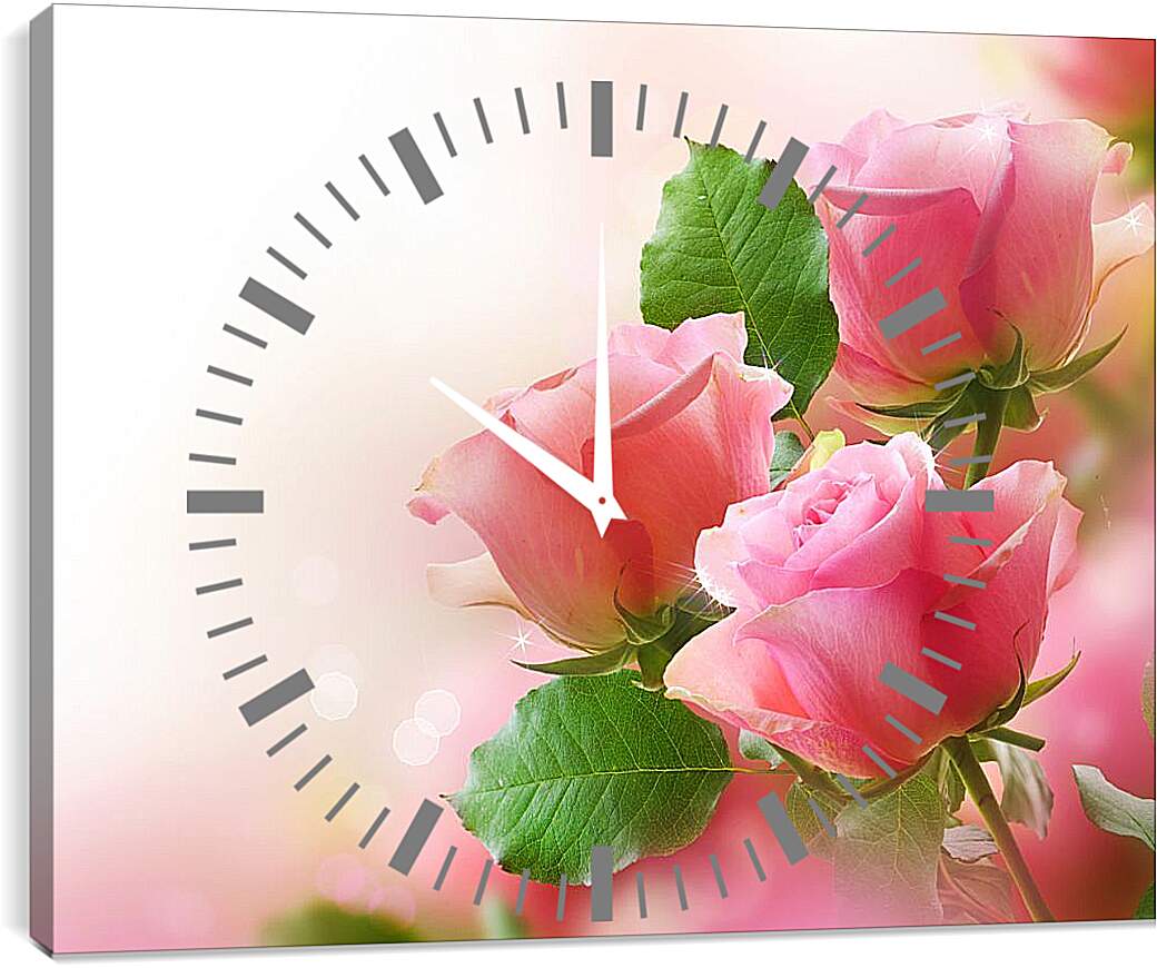 Часы картина - Розы на ветке
