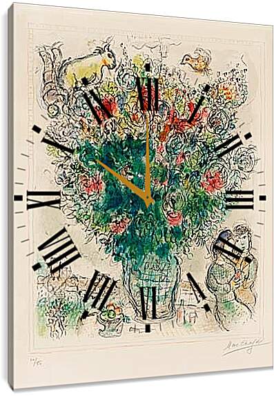 Часы картина - Bouquet multicolore. Марк Шагал