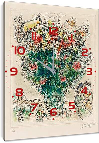 Часы картина - Bouquet multicolore. Марк Шагал