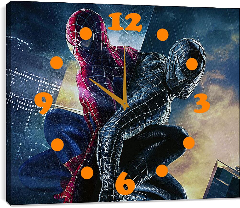Часы картина - Человек паук чёрный