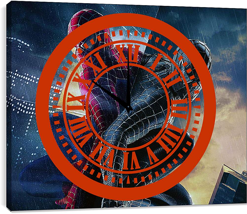 Часы картина - Человек паук чёрный