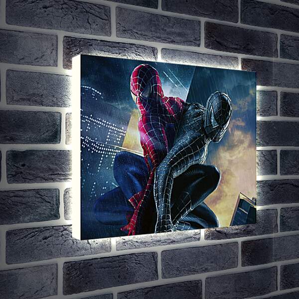 Лайтбокс световая панель - Человек паук чёрный