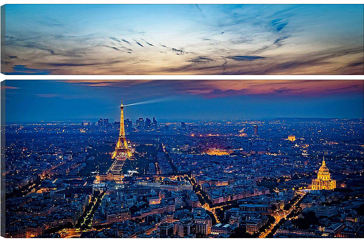 Модульная картина - Вид на вечерний Париж