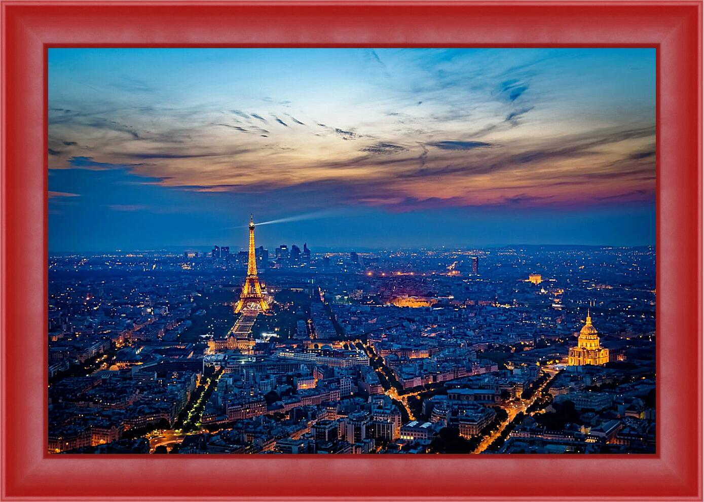 Картина в раме - Вид на вечерний Париж