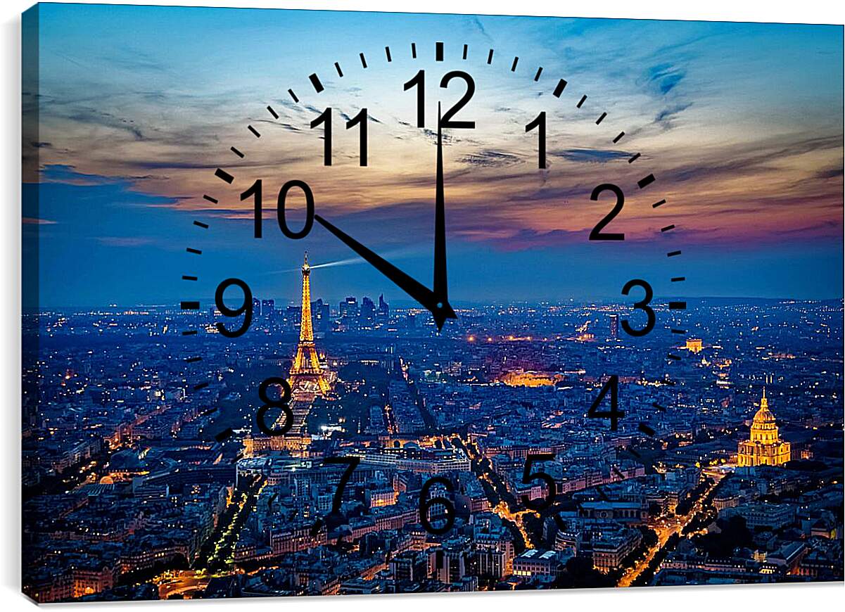 Часы картина - Вид на вечерний Париж