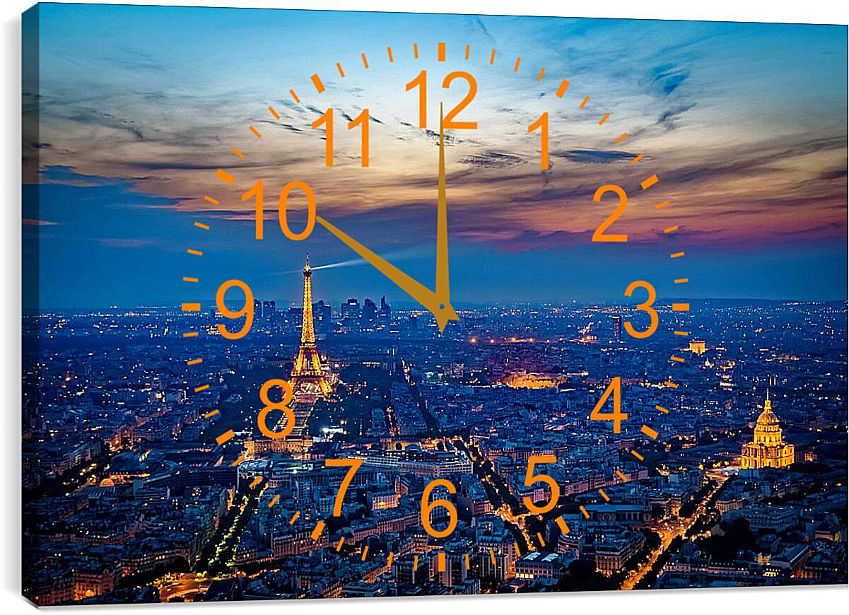 Часы картина - Вид на вечерний Париж