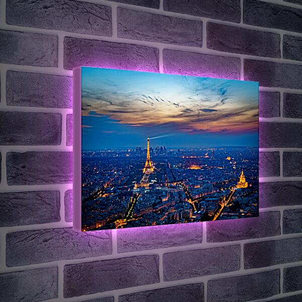 Лайтбокс световая панель - Вид на вечерний Париж