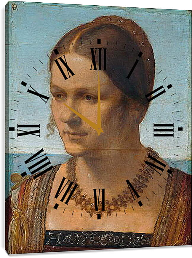 Часы картина - Bildnis einer jungen Venezianerin. Портрет молодой венецианки. Альбрехт Дюрер