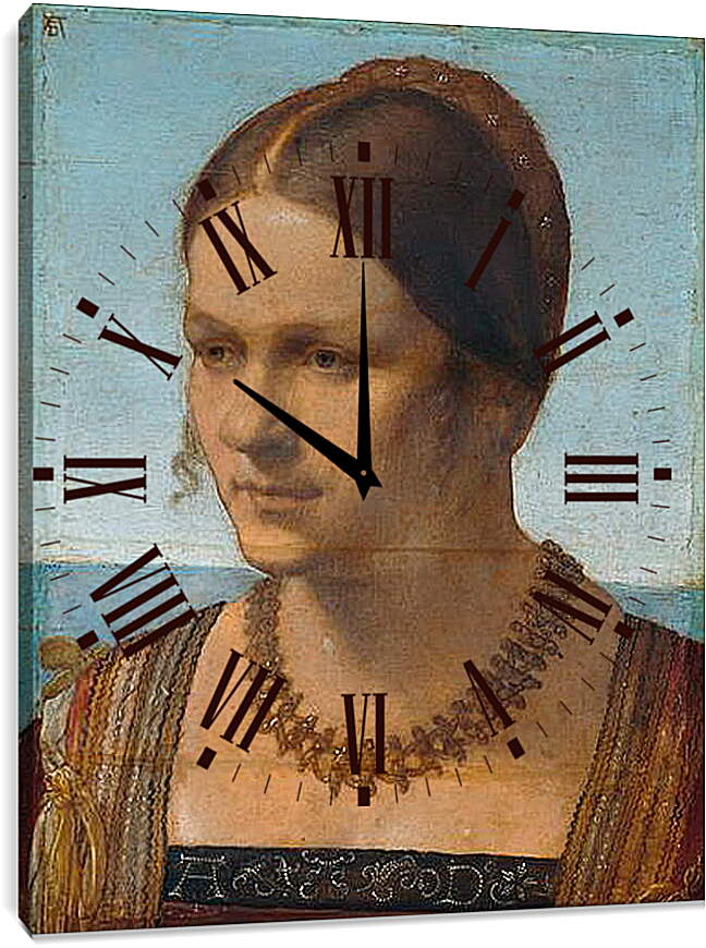 Часы картина - Bildnis einer jungen Venezianerin. Портрет молодой венецианки. Альбрехт Дюрер
