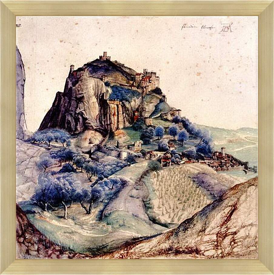 Картина в раме - View of Arco. Вид на долину Арно. Замок Арко. Альбрехт Дюрер