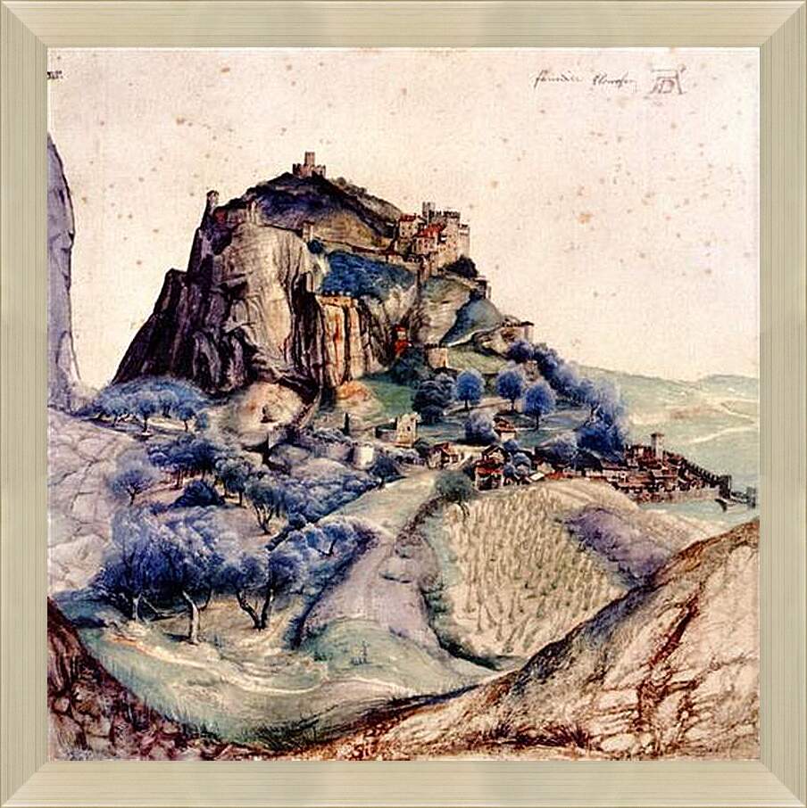 Картина в раме - View of Arco. Вид на долину Арно. Замок Арко. Альбрехт Дюрер