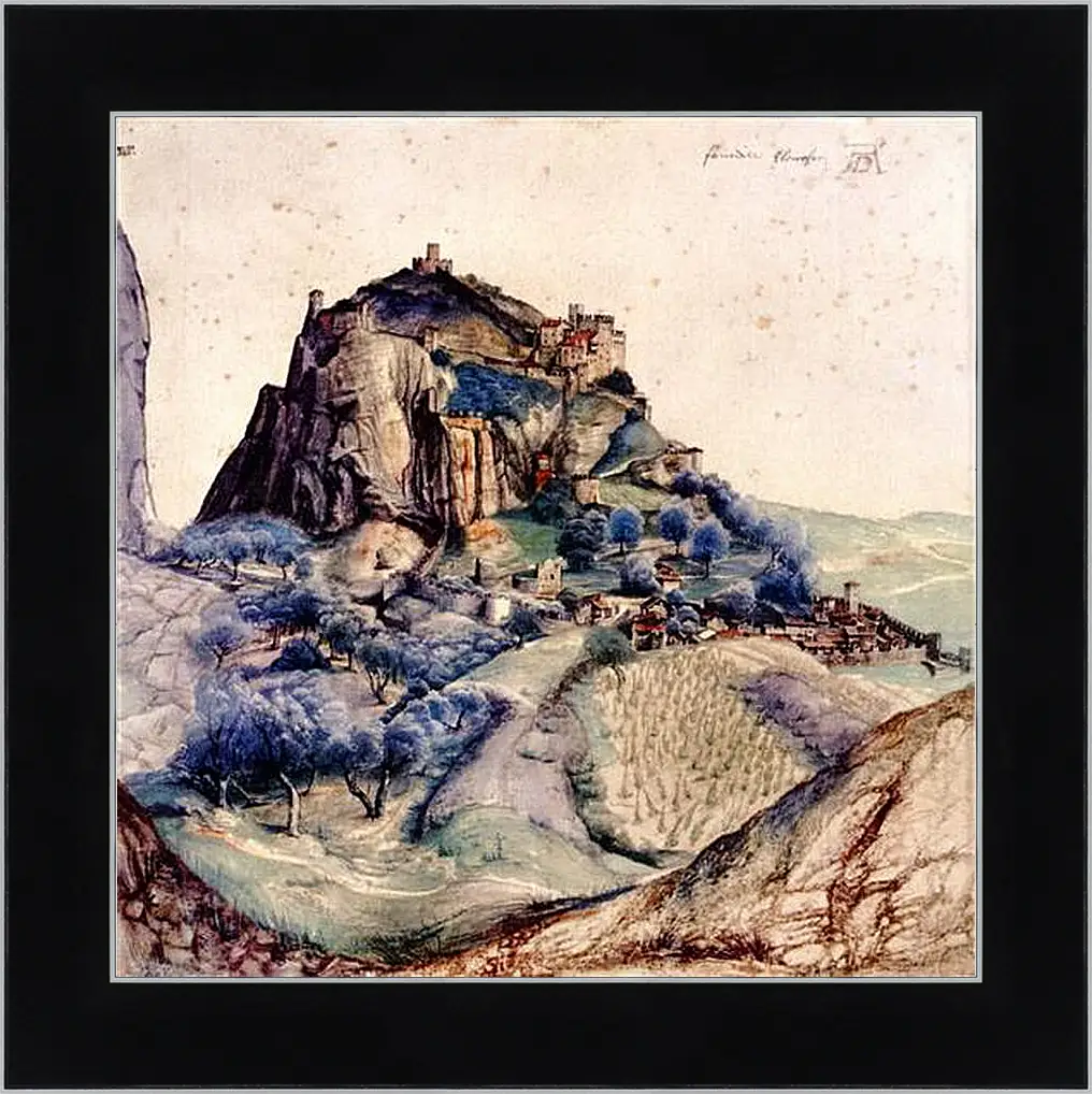 Картина в раме - View of Arco. Вид на долину Арно. Замок Арко. Альбрехт Дюрер