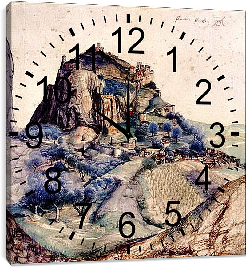 Часы картина - View of Arco. Вид на долину Арно. Замок Арко. Альбрехт Дюрер