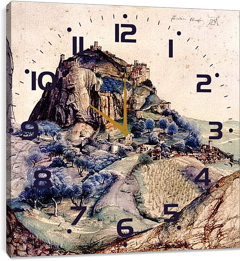 Часы картина - View of Arco. Вид на долину Арно. Замок Арко. Альбрехт Дюрер