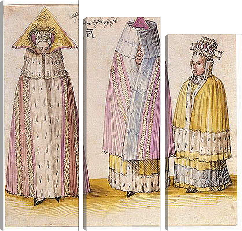 Модульная картина - Three powerful Livl&#228. Три могущественные дамы из Ливонии. Альбрехт Дюрер
