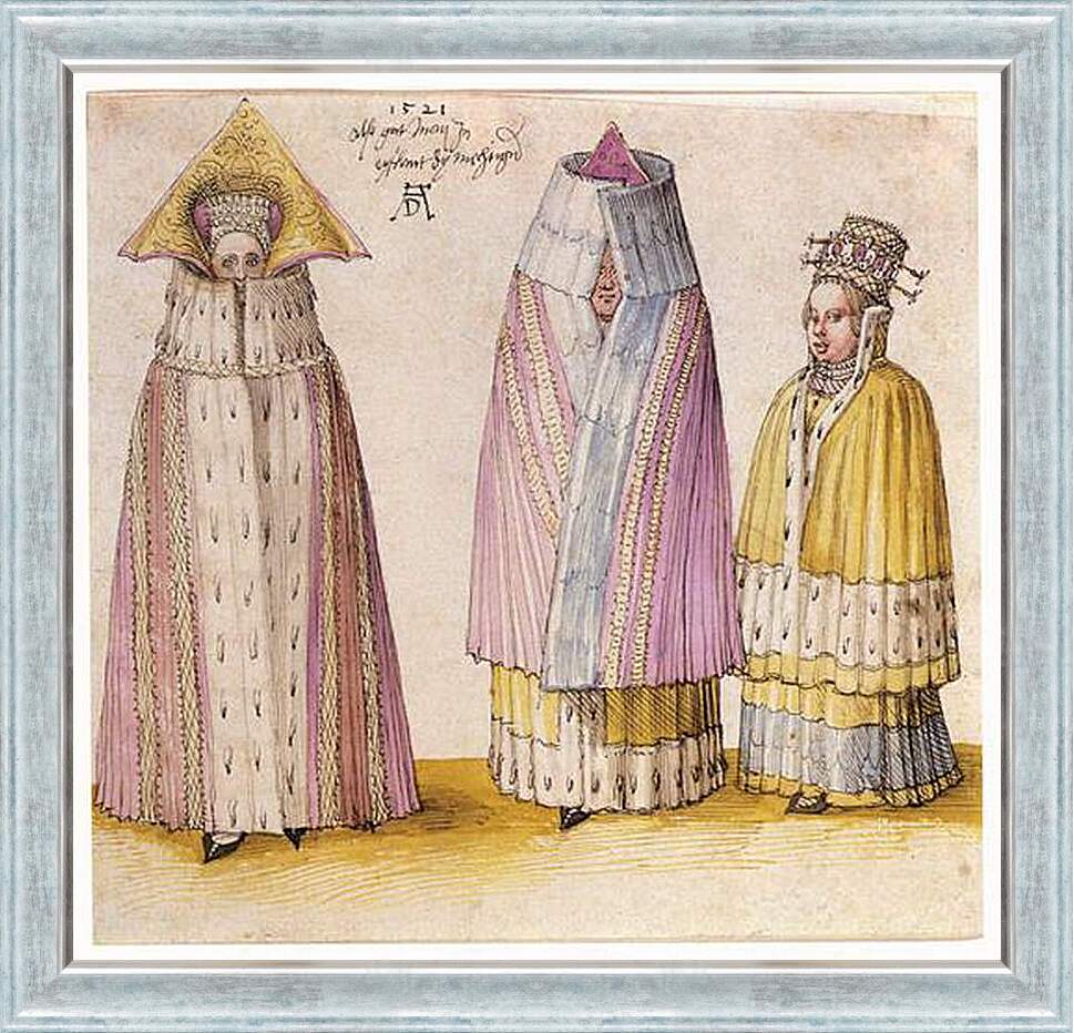 Картина в раме - Three powerful Livl&#228. Три могущественные дамы из Ливонии. Альбрехт Дюрер