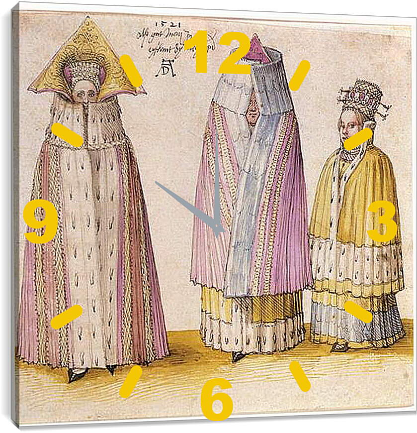 Часы картина - Three powerful Livl&#228. Три могущественные дамы из Ливонии. Альбрехт Дюрер