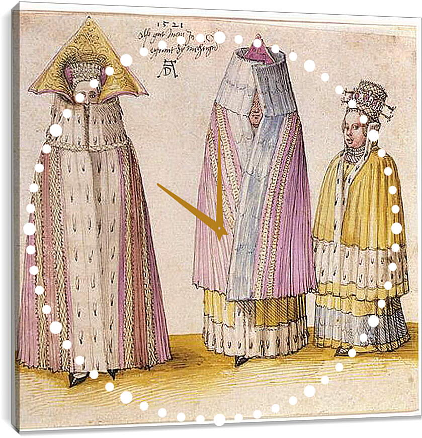 Часы картина - Three powerful Livl&#228. Три могущественные дамы из Ливонии. Альбрехт Дюрер