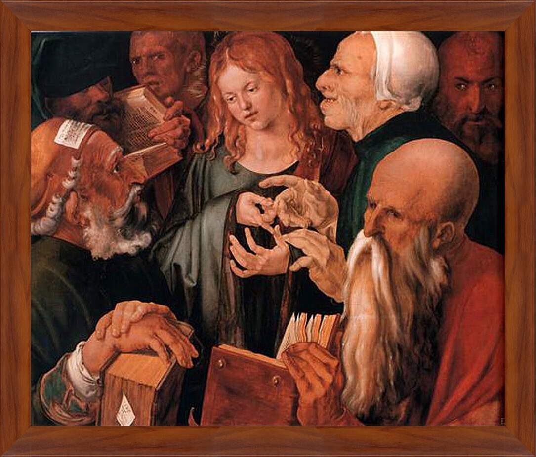 Картина в раме - Christ among the Doctors. Христос среди учителей. Альбрехт Дюрер